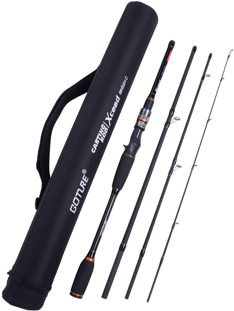 Goture baitcasting Rod, 4 Piece Casting Spinning Fishing Rods Portable 4 pc Lightweight Carbon Fiber Poles M Power MF Action 8ft - Image 1